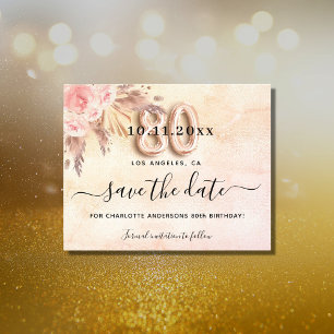 80. Geburtstag Pampas Rose Save the Date Budget Flyer