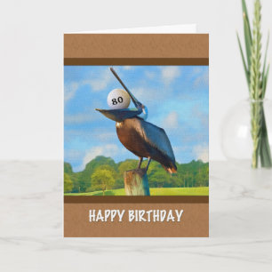 80. Geburtstag, Pelican mit Golf Ball Card Karte