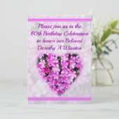 80. GEBURTSTAG PINK FLORARAL BIRTHDAY EINLADUNG (Stehend Vorderseite)