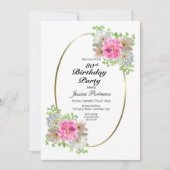 80. Geburtstag Pink Gold Party Einladung (Vorderseite)