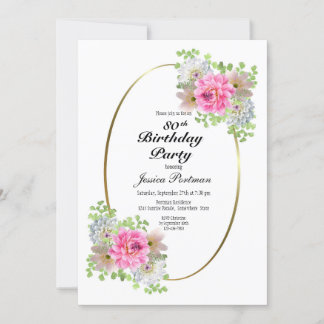 80. Geburtstag Pink Gold Party Einladung