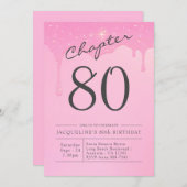 80. Geburtstag Pink Gray Party Einladung (Vorne/Hinten)