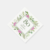 80. Geburtstag Pink Hydrangeas Serviette (Ecke)
