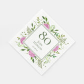 80. Geburtstag Pink Hydrangeas Serviette (Ecke)