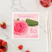 80. Geburtstag Pink Rose Individuelle Name Motivie Serviette (Beispiel)