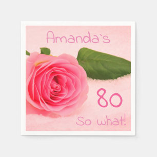 80. Geburtstag Pink Rose Individuelle Name Motivie Serviette