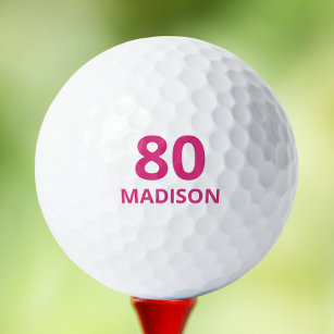 80. Geburtstag Pink Script Personalisiert Name Golfball
