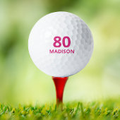 80. Geburtstag Pink Script Personalisiert Name Golfball