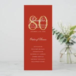 80. Geburtstag Programm Gold Red Vielen Dank