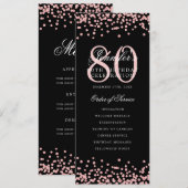 80 Geburtstag Programm Rose Gold Confetti Menü Bla (Vorne/Hinten)