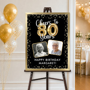 80. Geburtstag Prost auf 80 Jahre 2 Fotos Schwarz Poster