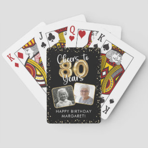 80. Geburtstag Prost auf 80 Jahre 2 Fotos Schwarz Spielkarten