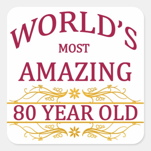 80. Geburtstag Quadratischer Aufkleber (Vorderseite)