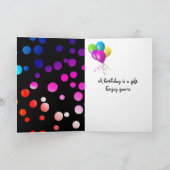 80. Geburtstag Rainbow Dots auf Black Karte (Innenseite)