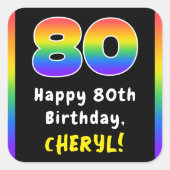 80. Geburtstag: Rainbow Spectrum # 80, Individuell Quadratischer Aufkleber (Vorderseite)