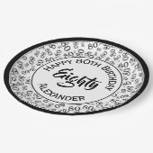 80. Geburtstag Random Zahlenmuster Schwarz/Weiß Pappteller (Schrägansicht)