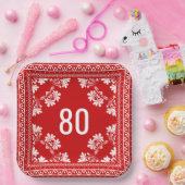 80. Geburtstag Red Bandana Pappteller (Party)