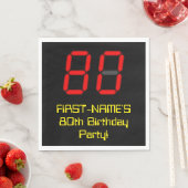 80. Geburtstag: Red Digital Clock Style "80" + Nam Serviette (Beispiel)