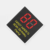 80. Geburtstag: Red Digital Clock Style "80" + Nam Serviette (Ecke)