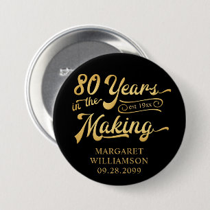 80. Geburtstag Retro Jahre im Werden Name Button
