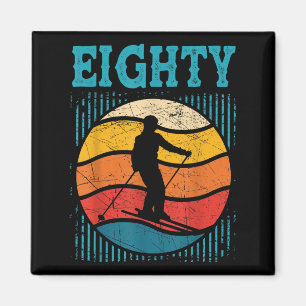 80. Geburtstag Retro Skifahren 80 Jahre alt Männer Magnet