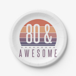 80. Geburtstag Retro Sunset Pappteller