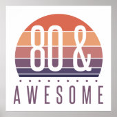 80. Geburtstag Retro Sunset Poster (Vorne)