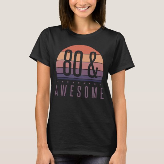 80. Geburtstag Retro Sunset T-Shirt (Vorderseite)