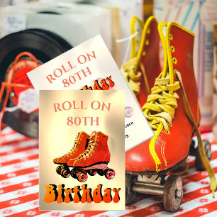 80. Geburtstag Roller Skate Spaß Modern Einladung