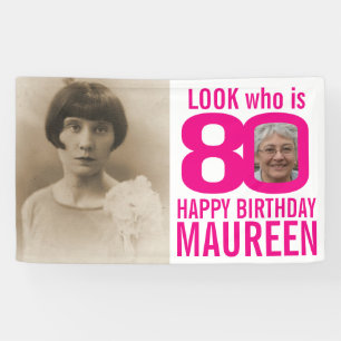 80. Geburtstag rosa Aussehen 80 Zoll Foto jetzt da Banner