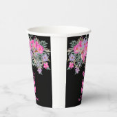 80. Geburtstag rosa Blumenbecher Pappbecher (Rechts)