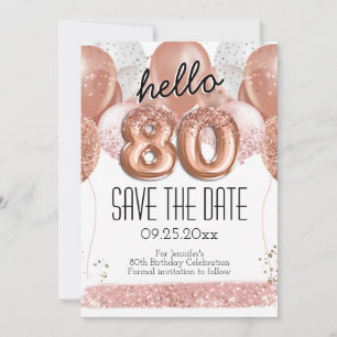 80. Geburtstag Rosa Glitzer Save the Date Einladung