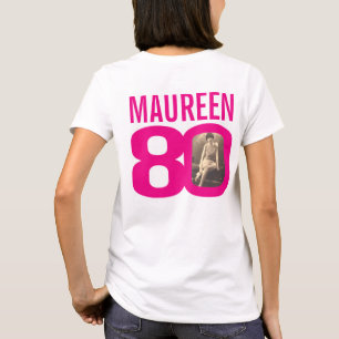 80. Geburtstag rosa individuelle Name und Fotovorl T-Shirt