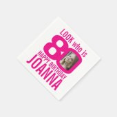 80. Geburtstag rosa Look 80 benutzerdefinierte Fot Serviette (Ecke)
