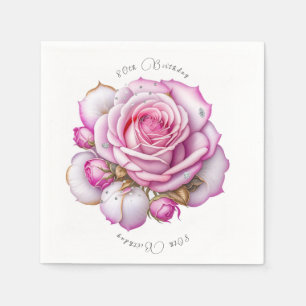 80. Geburtstag rosa Rosen und funkelnde Diamanten Serviette