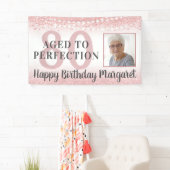 80. Geburtstag Rose Gold Glitzer Foto Banner (Insitu)