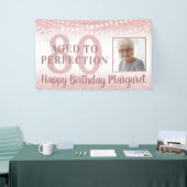 80. Geburtstag Rose Gold Glitzer Lights Foto Banner (Messeveranstaltung)
