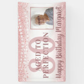 80. Geburtstag Rose Gold Glitzer Lights Foto Banner (Vertikal)