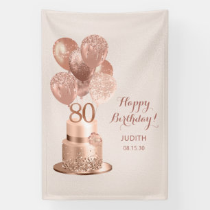 80. Geburtstag Rose Gold Torte Banner