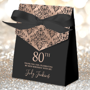 80. Geburtstag Roségold-Damaskus-Dankeschön Geschenkschachtel