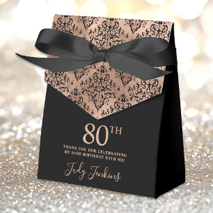 80. Geburtstag Roségold Damast Dankeschön Geschenkschachtel