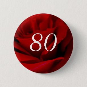 80. Geburtstag Rote Rose Anstecknadel