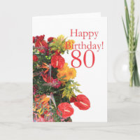 80. Geburtstag roter gelber Strauß