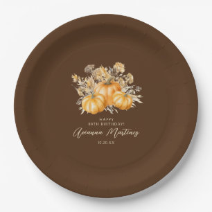 80. Geburtstag Rustic Boho Pumpkin Fall Custom Pappteller