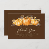 80. Geburtstag Rustic Boho Pumpkin Flat Dankeskarte (Vorne/Hinten)