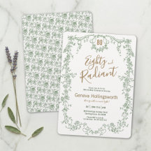 80. Geburtstag Sage Cottage Floral Vintage Achtzig