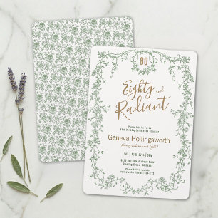 80. Geburtstag Sage Cottage Floral Vintage Achtzig Einladung