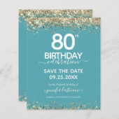 80. Geburtstag Save the Date Einladung (Vorne/Hinten)