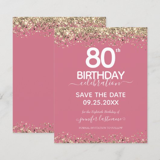 80. Geburtstag Save the Date Einladung (Vorne/Hinten)