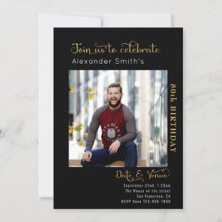 80. Geburtstag schwarz Einladung